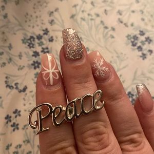 PEACE 2 finger ring - silver